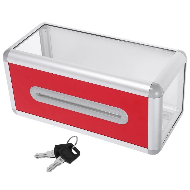 Lockable Business Card Holder Box With Key Secure Desktop Organizer For Office - Image 2