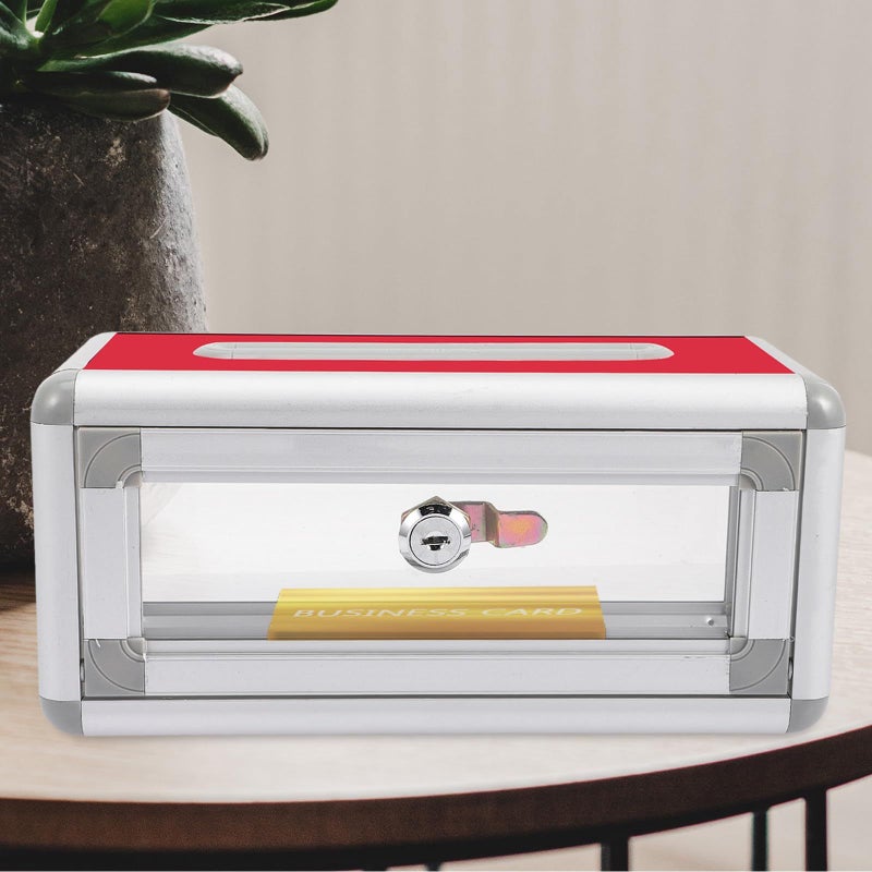 Lockable Business Card Holder Box With Key Secure Desktop Organizer For Office - Image 5