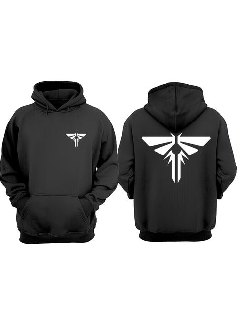 Unisex The Last Of Us Drawing Logo Design Front Back Printed Regular Size Black Sweatshirt