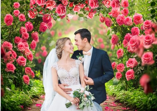 CHAIYA 7x5ft Romantic Red Rose Spring Backdrop Floral Wall Background Girls Women Birthday Wedding Bridal Shower Party Decorations Banner - Image 4