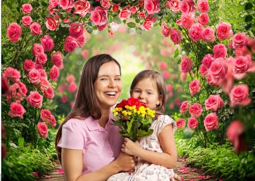 CHAIYA 7x5ft Romantic Red Rose Spring Backdrop Floral Wall Background Girls Women Birthday Wedding Bridal Shower Party Decorations Banner - Image 3