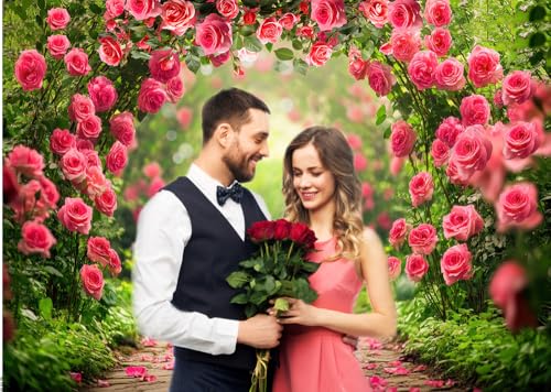 CHAIYA 7x5ft Romantic Red Rose Spring Backdrop Floral Wall Background Girls Women Birthday Wedding Bridal Shower Party Decorations Banner - Image 2