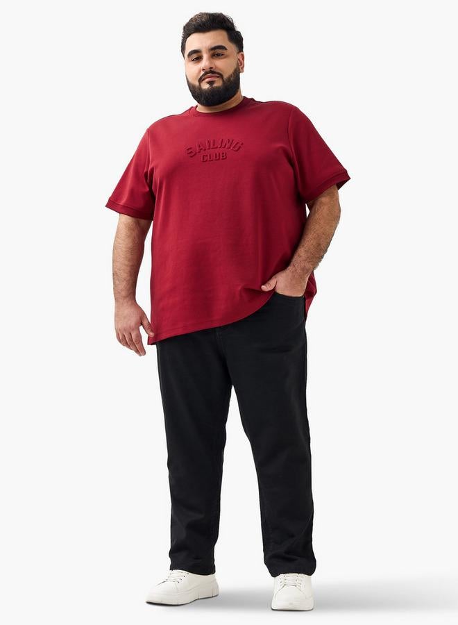 ماكسيم تيشيرت رجالي بياقة دائرية وأكمام قصيرة مطبوع عليه شعار - Image 2