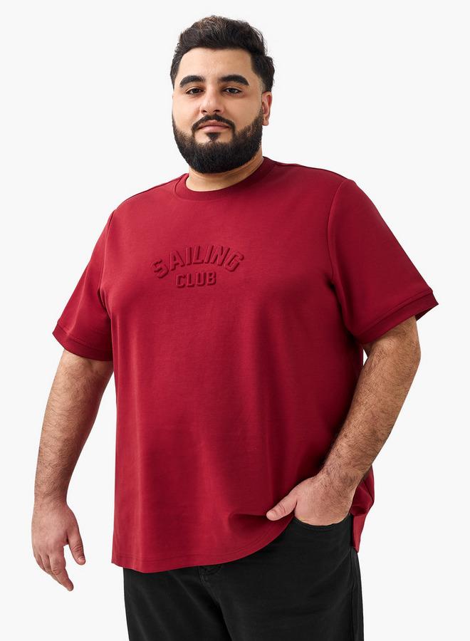 ماكسيم تيشيرت رجالي بياقة دائرية وأكمام قصيرة مطبوع عليه شعار - Image 1