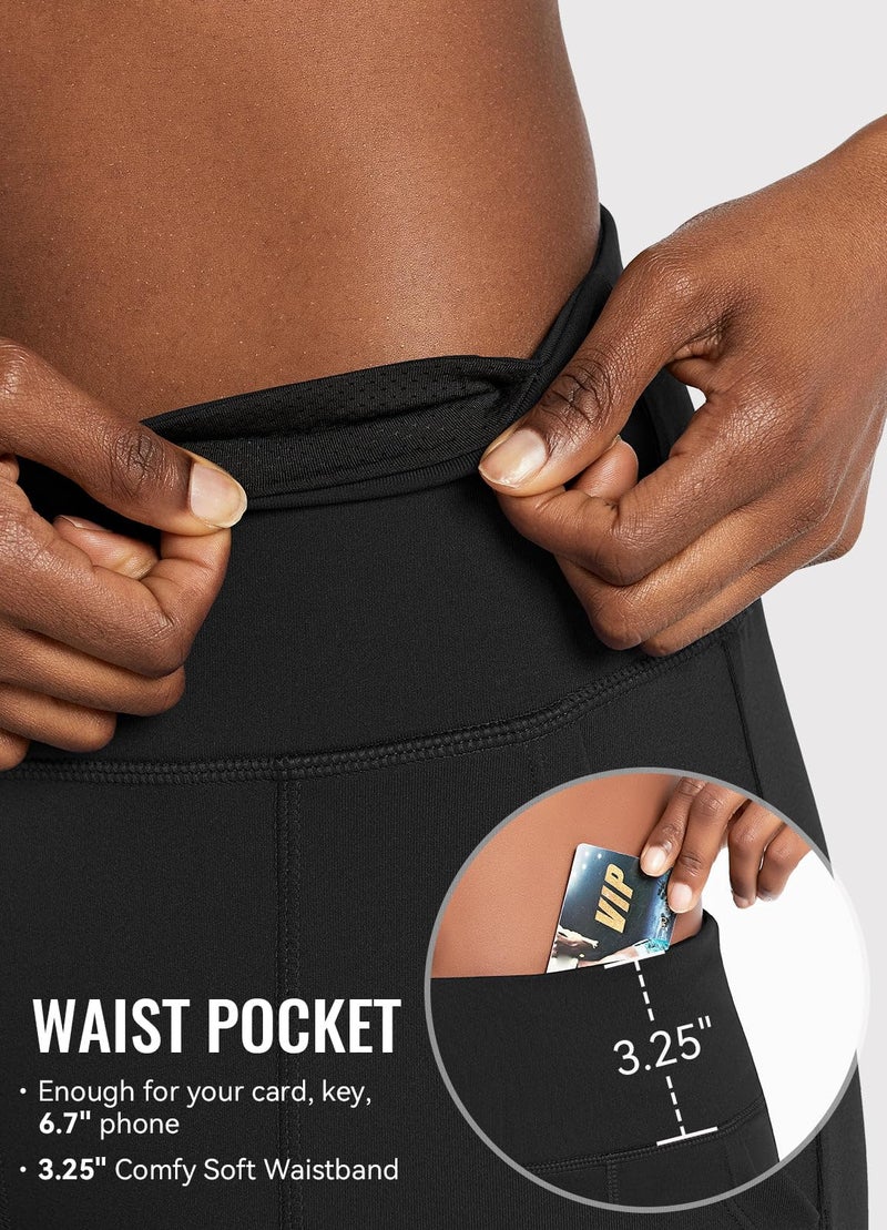 baleaf Women's 7" Athletic Long Shorts High Waisted Running Bermuda Shorts with Pockets Black X-Large - Image 2