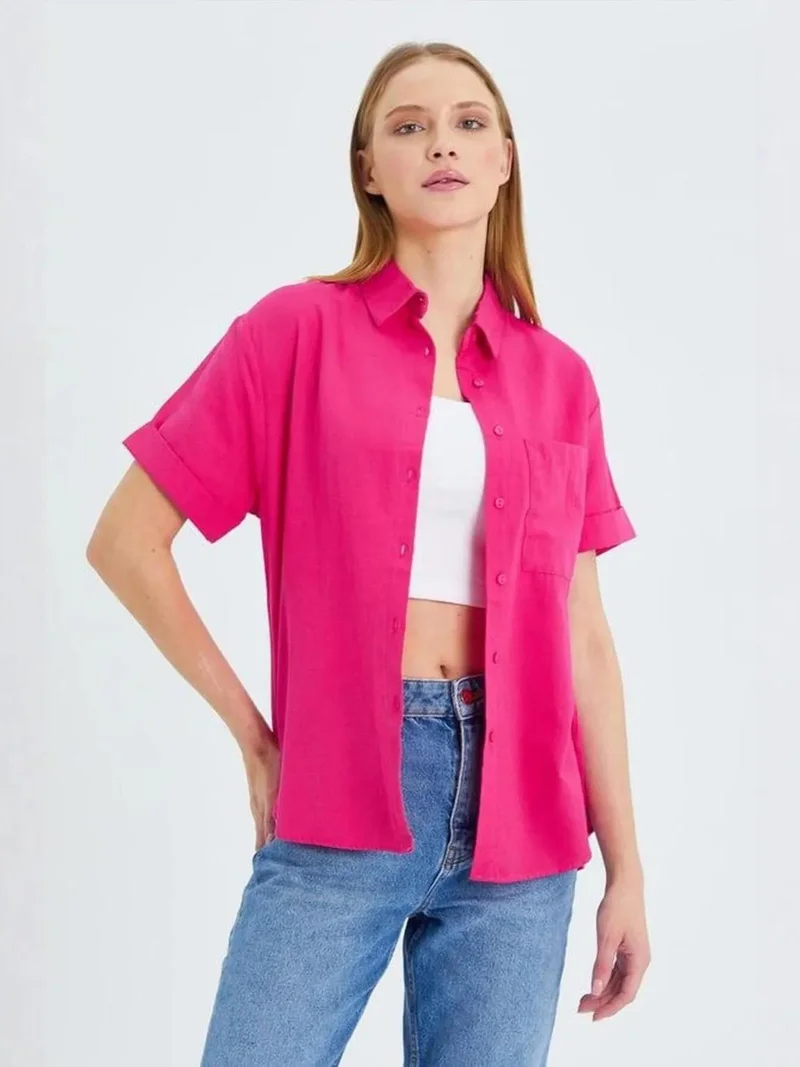 MixRay MIXRAY Short Sleeve Shirt with Pockets