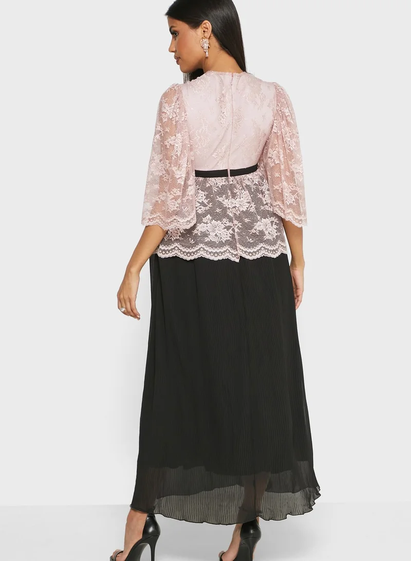 Threadz by Ajooni Lace Jacket Pleated Skirt Dress