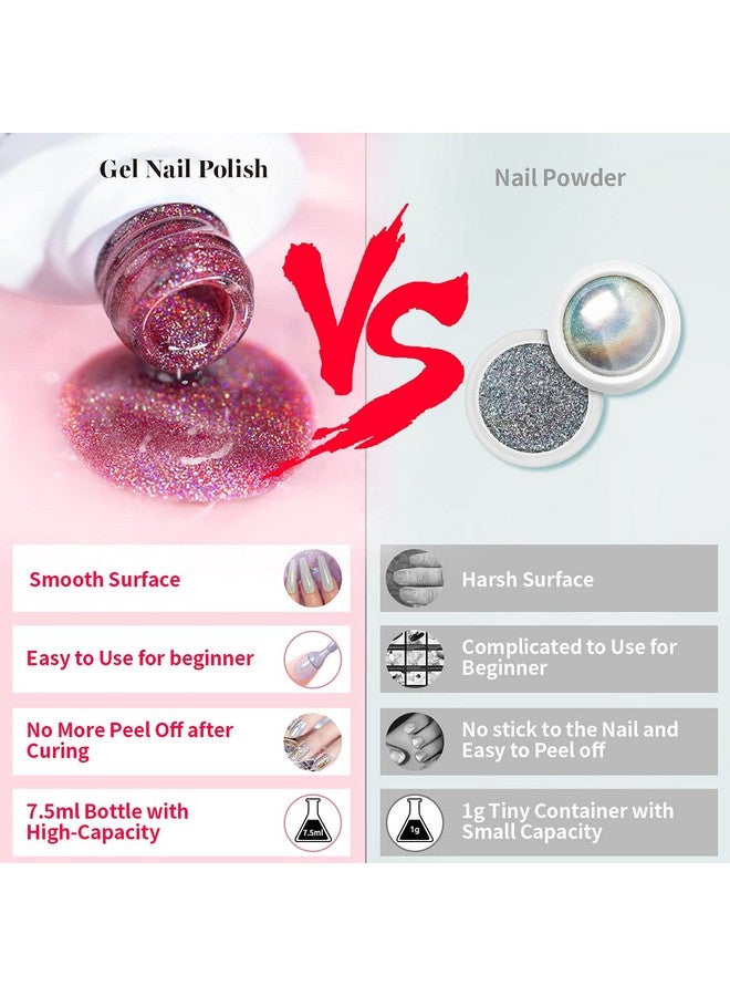 RARJSM Holographic Nail Polish Set Black White Silver Rose Gold Gel Nail Polish Holo Glitter Gel Polish 4Pcs 7.5Ml Gel Nail Uv Led Manicure Art Varnish Gift Set - Image 5