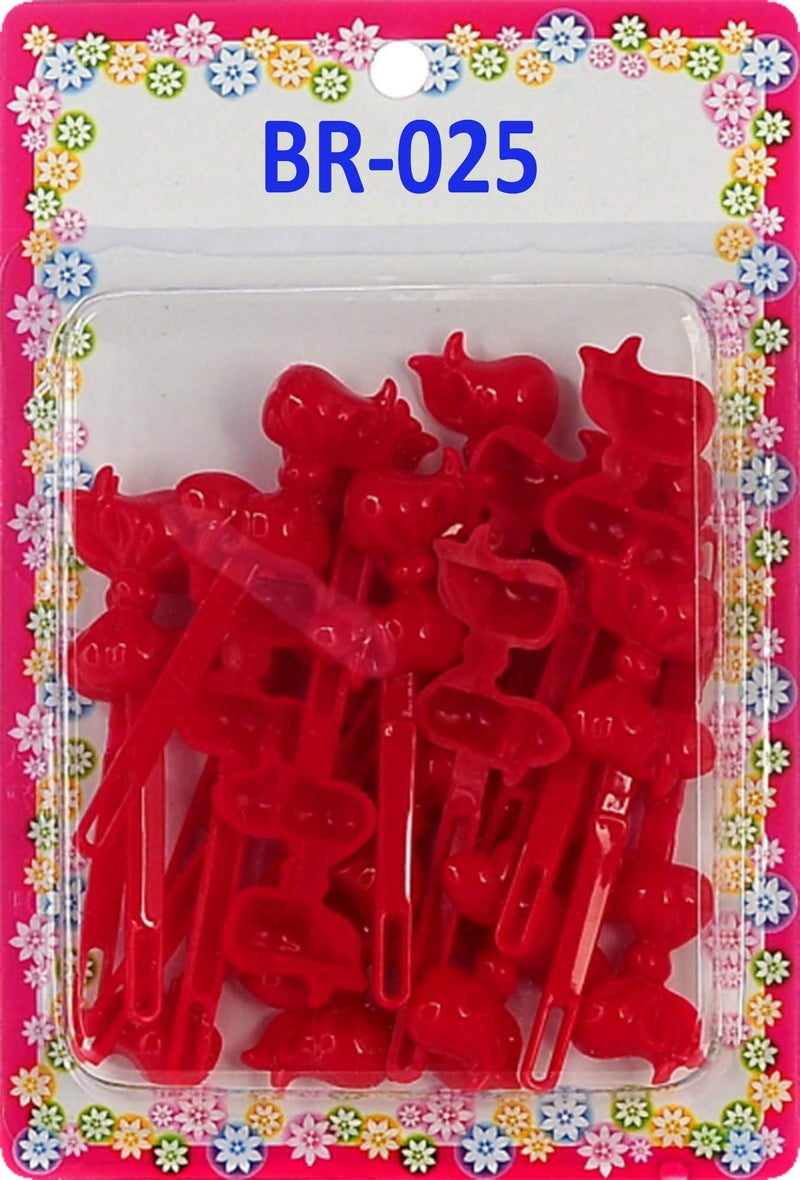 Tara Girls Super Cute Self Hinge Plastic Mulit Design Hair Barrettes Selection 20 pc Red color bow Barrettes
