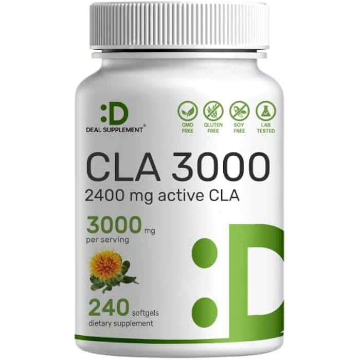 DEAL SUPPLEMENT Ultra Strength CLA 3000mg | 240 Softgels, Active Conjugated Linoleic Acid from Safflower Oil - Image 1
