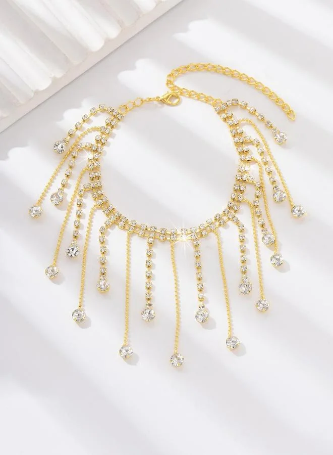 Take Two Embellished Anklet with Tassel Pendants