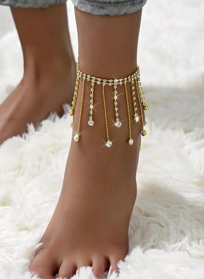Take Two Embellished Anklet with Tassel Pendants