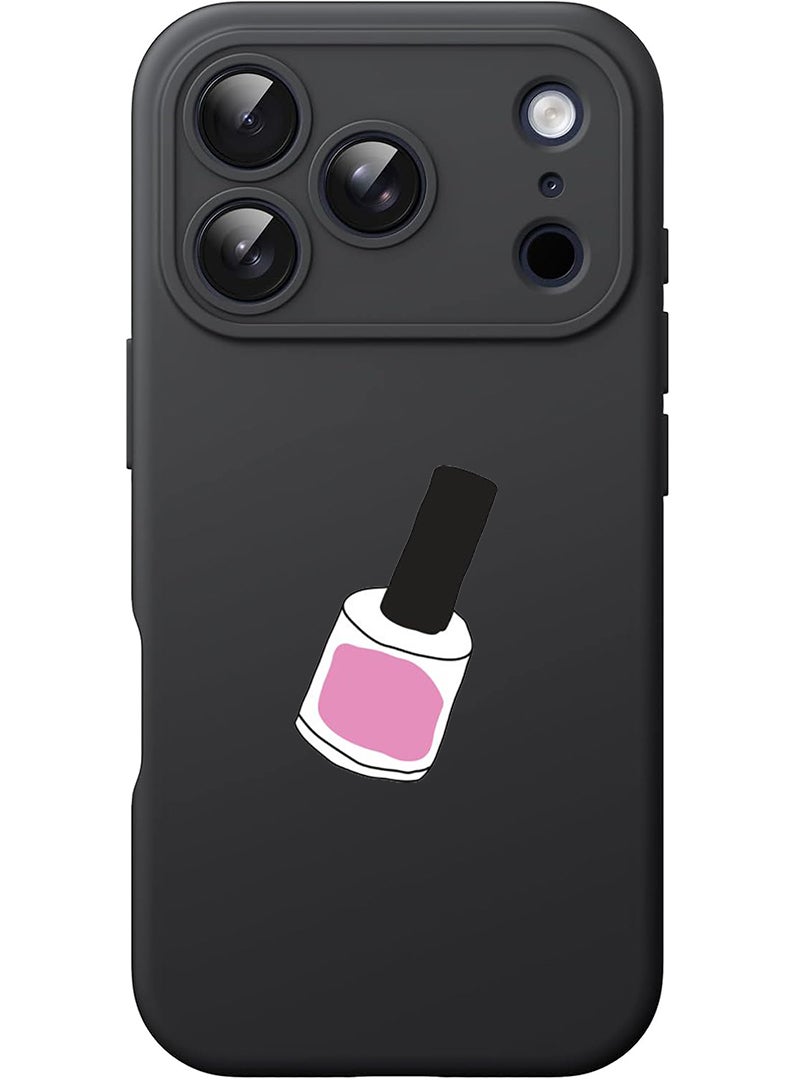 Theodor Protective Slim Fit Case Liquid Silicone Cover with Full Body Protection Anti-Scratch Shockproof Case For Apple iPhone 17 Pro Max (Black) Nail Paint 1 - Image 1