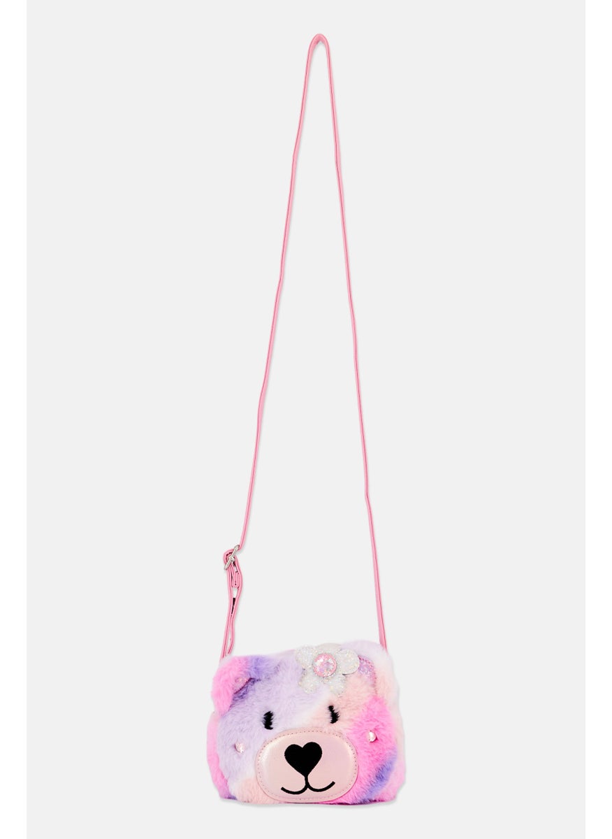 OMG Accessories Kids Girl Teddy Daisy Faux Fur Cross Body Bag 14 H x 17 L x 5 W cm, Pink  - Image 1