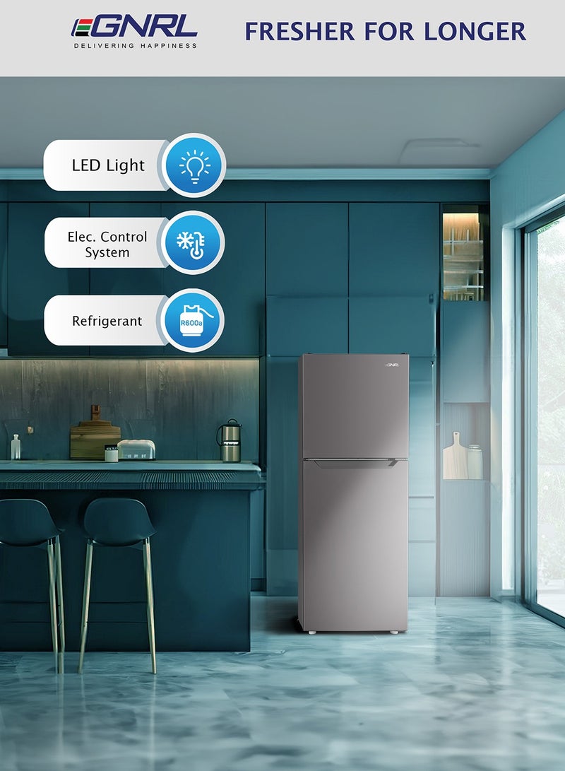 EGNRL 375L GROSS - 243L NET Capacity, INVERTER, NO FROST Double Door Refrigerator Dark Silver Color Recessed Handle R600A Inside Condenser EGR375S, One Year Warranty 375 L 150 W EGR375S Dark Silver - Image 5