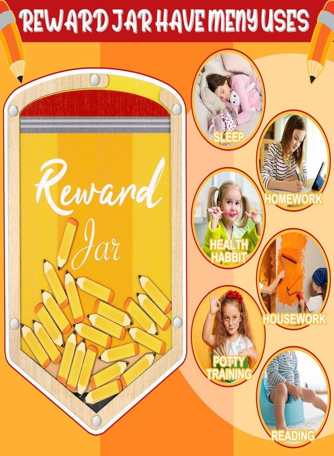 GlikCeil 101 Pcs Classroom Reward Jar 11.8" Teacher Class Behavior Chart Reward Jar Potty Training Chart Back to School Classroom Management Tools for First Day of School Home Supplies(Pencil) - Image 4