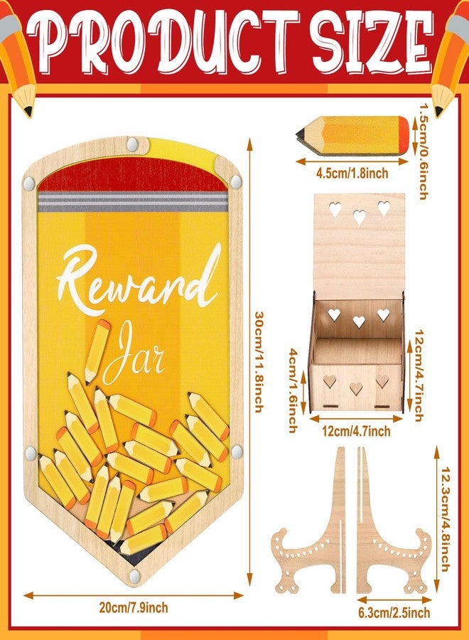 GlikCeil 101 Pcs Classroom Reward Jar 11.8" Teacher Class Behavior Chart Reward Jar Potty Training Chart Back to School Classroom Management Tools for First Day of School Home Supplies(Pencil) - Image 2