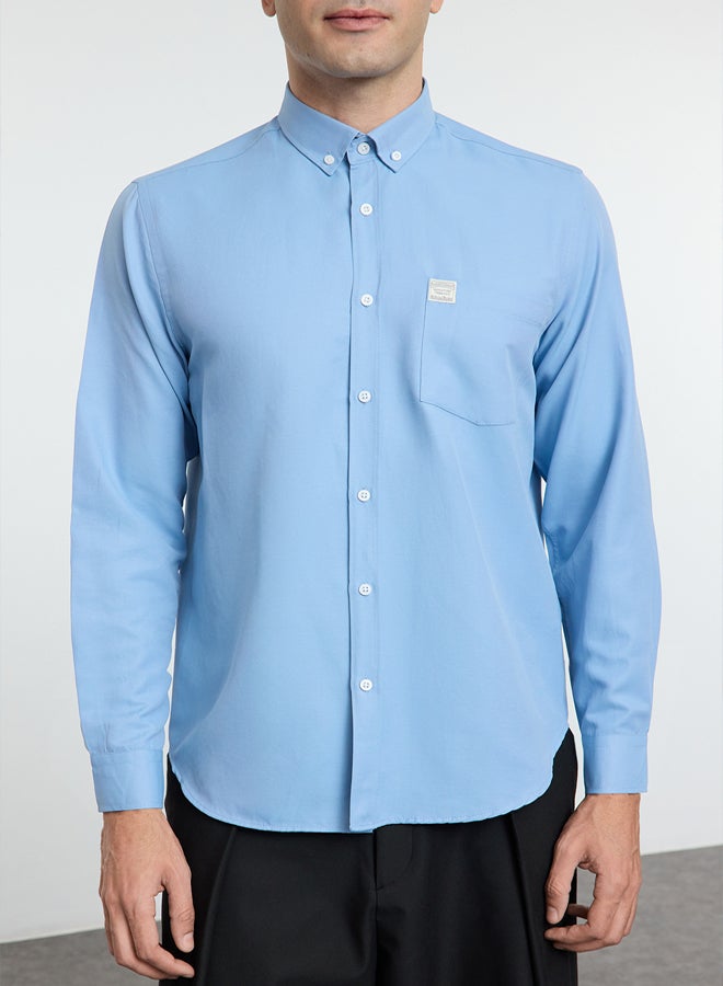 trendyol Regular Fit Label Detailed Chambray Easy Iron Shirt TMNAW25GO00011 - Image 3