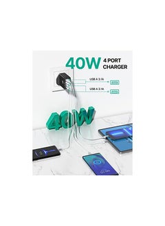 Aioneus Charger Plug, Aioneus 33W 4-Port Fast Charging Block, QC 3.0 USB Charger Adapter Plug iPhone Charger Adapter for iPhone 14 13 12 11 Pro Max XS XR X 8 7, for Samsung,LG,Moto,Android Phones  - Image 3