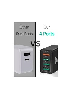 Aioneus Charger Plug, Aioneus 33W 4-Port Fast Charging Block, QC 3.0 USB Charger Adapter Plug iPhone Charger Adapter for iPhone 14 13 12 11 Pro Max XS XR X 8 7, for Samsung,LG,Moto,Android Phones  - Image 5