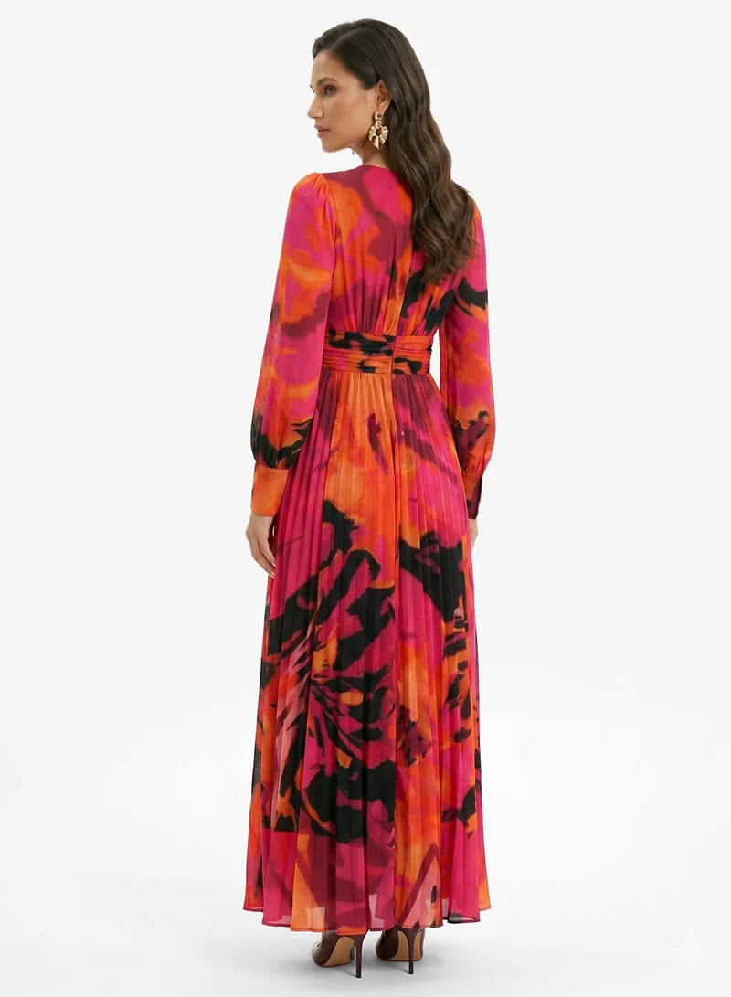 فيرجوس لاونج Selena Plunge Neck Puff Sleeve Maxi Dress
