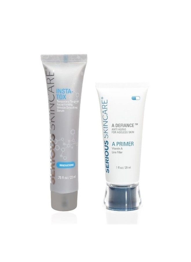Serious Skincare INSTA-TOX Instant Wrinkle Smoothing Serum .75 oz & A Primer Line Filler Makeup Primer 1 oz. - DUO - Improves Appearance of Fine Lines, Wrinkles and Enlarged Pores  - Image 1