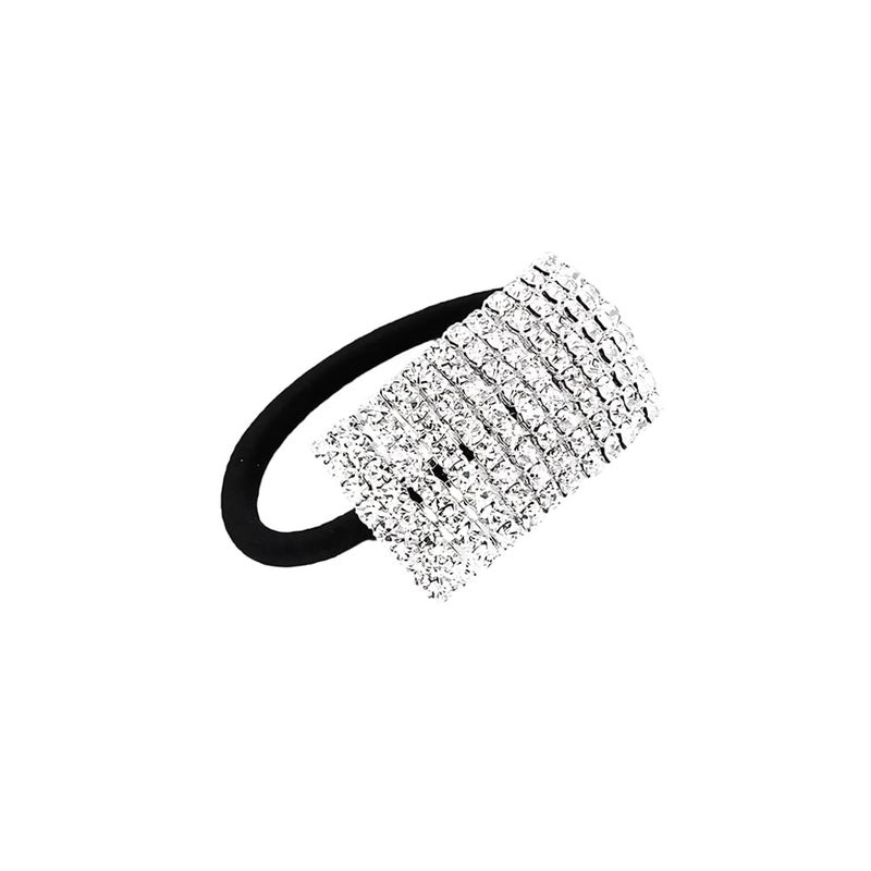 Xiwstar Hair Tie, Fashion Bling Crystal Rhinestone Hair Ties for Women Girls (Silver Tone, 1 Count) - Image 1