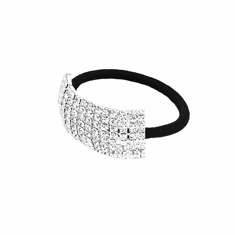 Xiwstar Hair Tie, Fashion Bling Crystal Rhinestone Hair Ties for Women Girls (Silver Tone, 1 Count) - Image 4