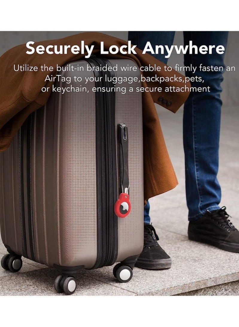 Case for Apple Airtag Secure Dolder with Wire Cable, Air Tag Lock Case Keychain Key Ring Key Chain Luggage Tag for Keys, Luggage and More Men Women's Keyrings and Keychains（black） - Image 4