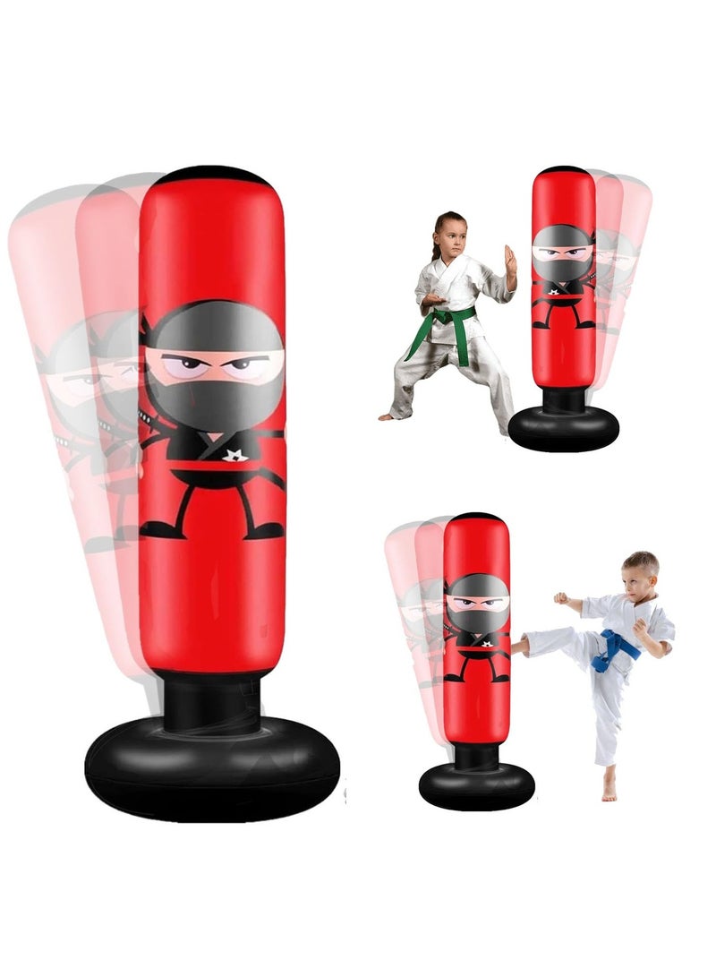 SYOSI Inflatable Punching Bag, 63'' Kids Punching Bag Inflatable Punching Bag for Kids Birthday Gift for Boys Girls 4-12 Years Inflatable Boxing Bag for Practicing Karate Taekwondo Relieve Pent Up Energy - Image 1
