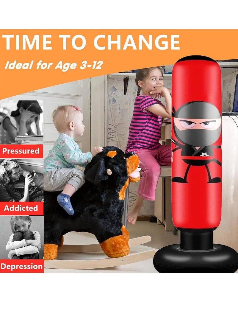 SYOSI Inflatable Punching Bag, 63'' Kids Punching Bag Inflatable Punching Bag for Kids Birthday Gift for Boys Girls 4-12 Years Inflatable Boxing Bag for Practicing Karate Taekwondo Relieve Pent Up Energy - Image 2