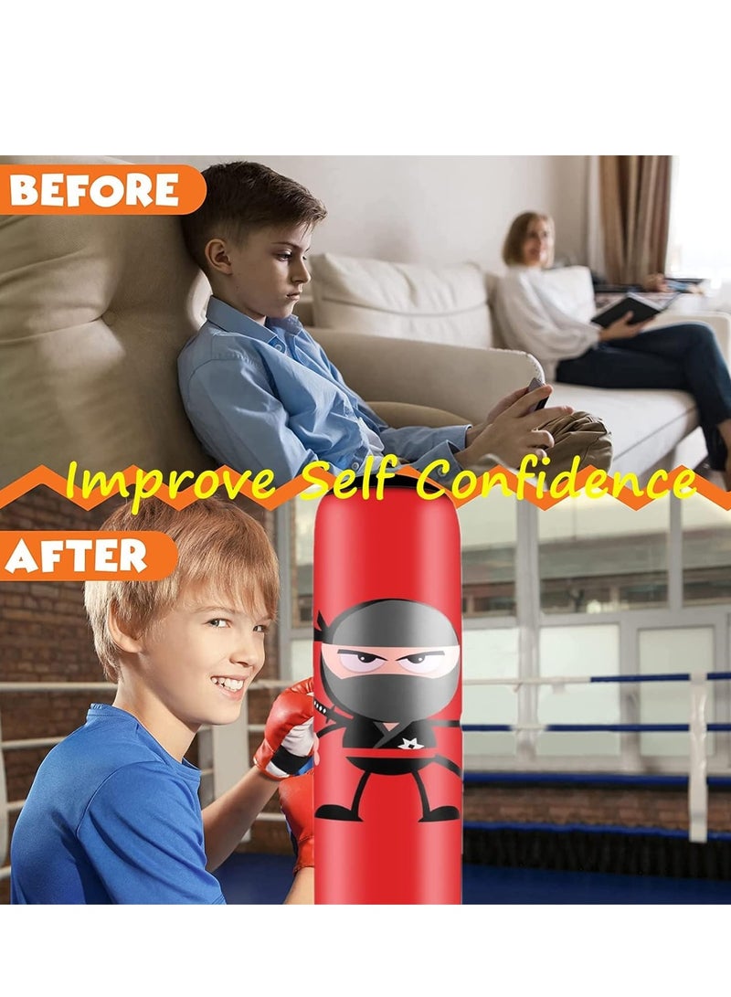 SYOSI Inflatable Punching Bag, 63'' Kids Punching Bag Inflatable Punching Bag for Kids Birthday Gift for Boys Girls 4-12 Years Inflatable Boxing Bag for Practicing Karate Taekwondo Relieve Pent Up Energy - Image 3