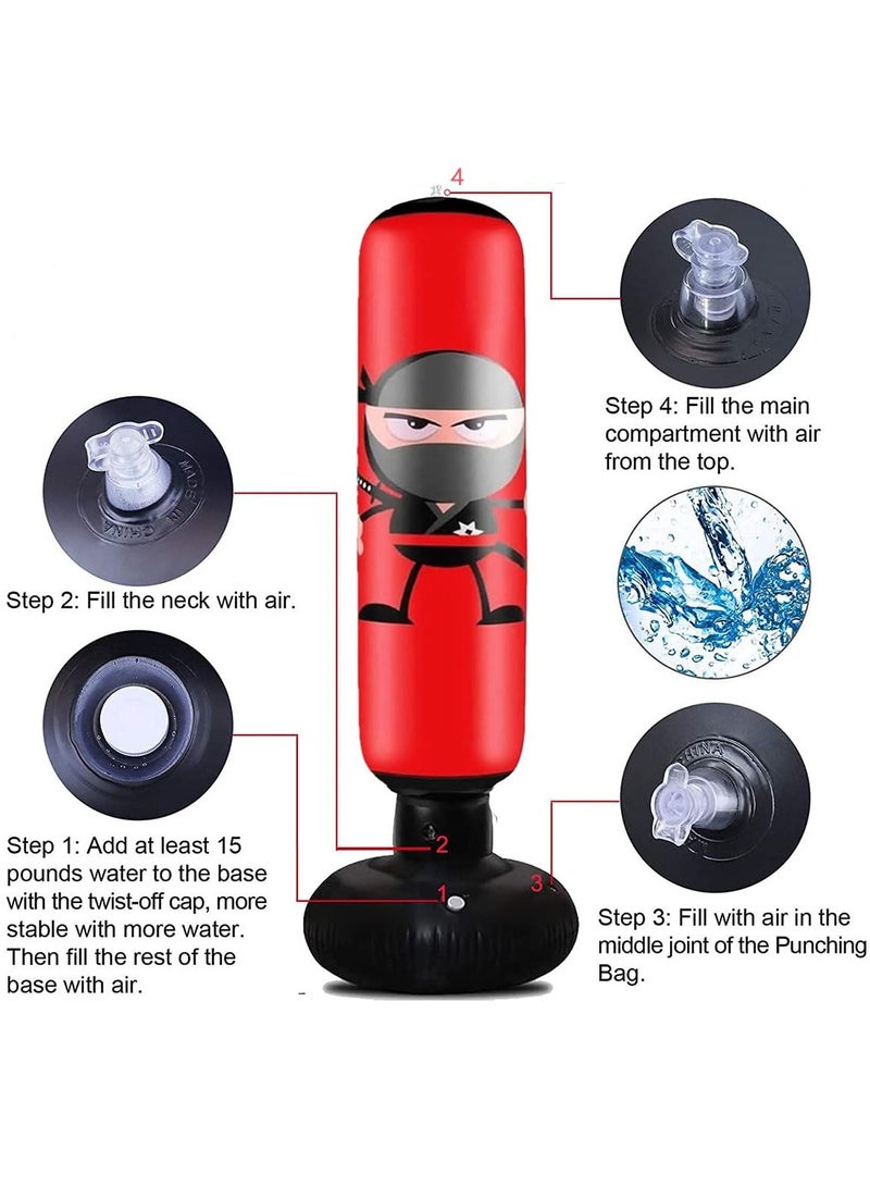 SYOSI Inflatable Punching Bag, 63'' Kids Punching Bag Inflatable Punching Bag for Kids Birthday Gift for Boys Girls 4-12 Years Inflatable Boxing Bag for Practicing Karate Taekwondo Relieve Pent Up Energy - Image 4