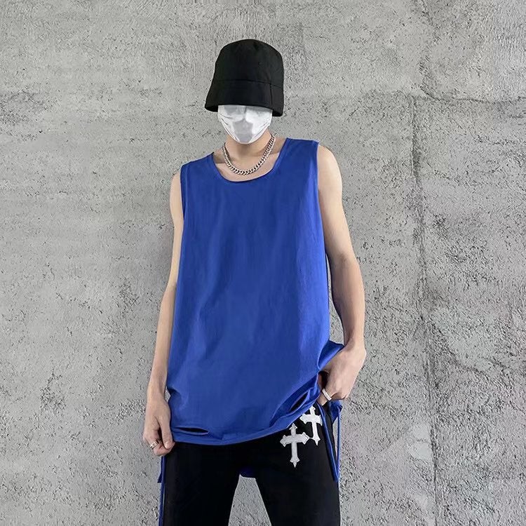 Hong Kong Style Sleeveless T-shirt for Men and Women Summer Wear Loose Korean Style Vest Base Wear Hong Kong Style Mid-length Rupped Top - Image 2