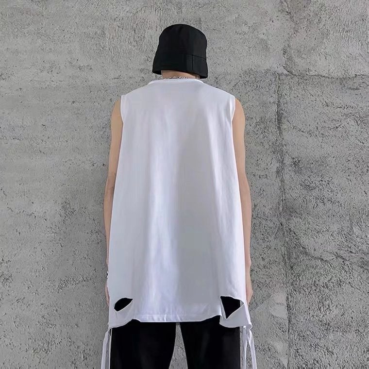Hong Kong Style Sleeveless T-shirt for Men and Women Summer Wear Loose Korean Style Vest Base Wear Hong Kong Style Mid-length Rupped Top - Image 5