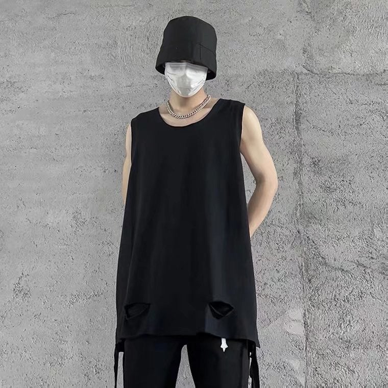 Hong Kong Style Sleeveless T-shirt for Men and Women Summer Wear Loose Korean Style Vest Base Wear Hong Kong Style Mid-length Rupped Top - Image 4