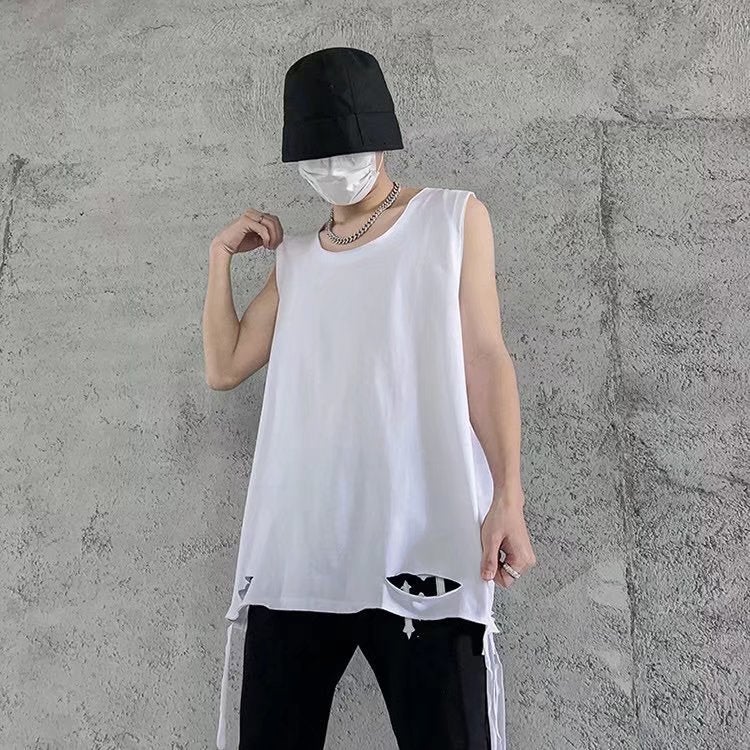 Hong Kong Style Sleeveless T-shirt for Men and Women Summer Wear Loose Korean Style Vest Base Wear Hong Kong Style Mid-length Rupped Top - Image 3