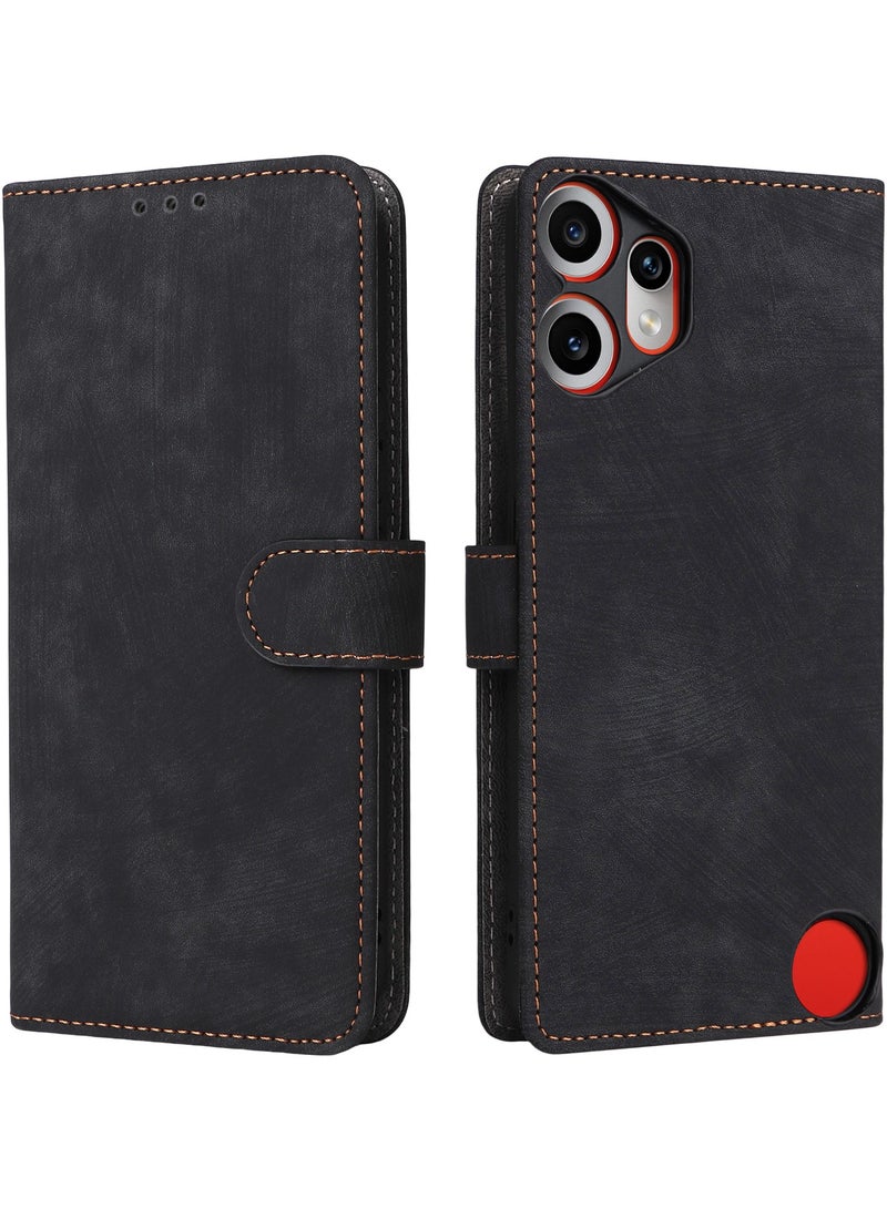 For Nothing CMF Phone 2 Pro Flip Cover with Detachable lanyard, PU Leather Full Body Protection Shockproof Flip Mobile Phone Case, RFID Anti-theft Brush Folio Wallet Case - Image 3