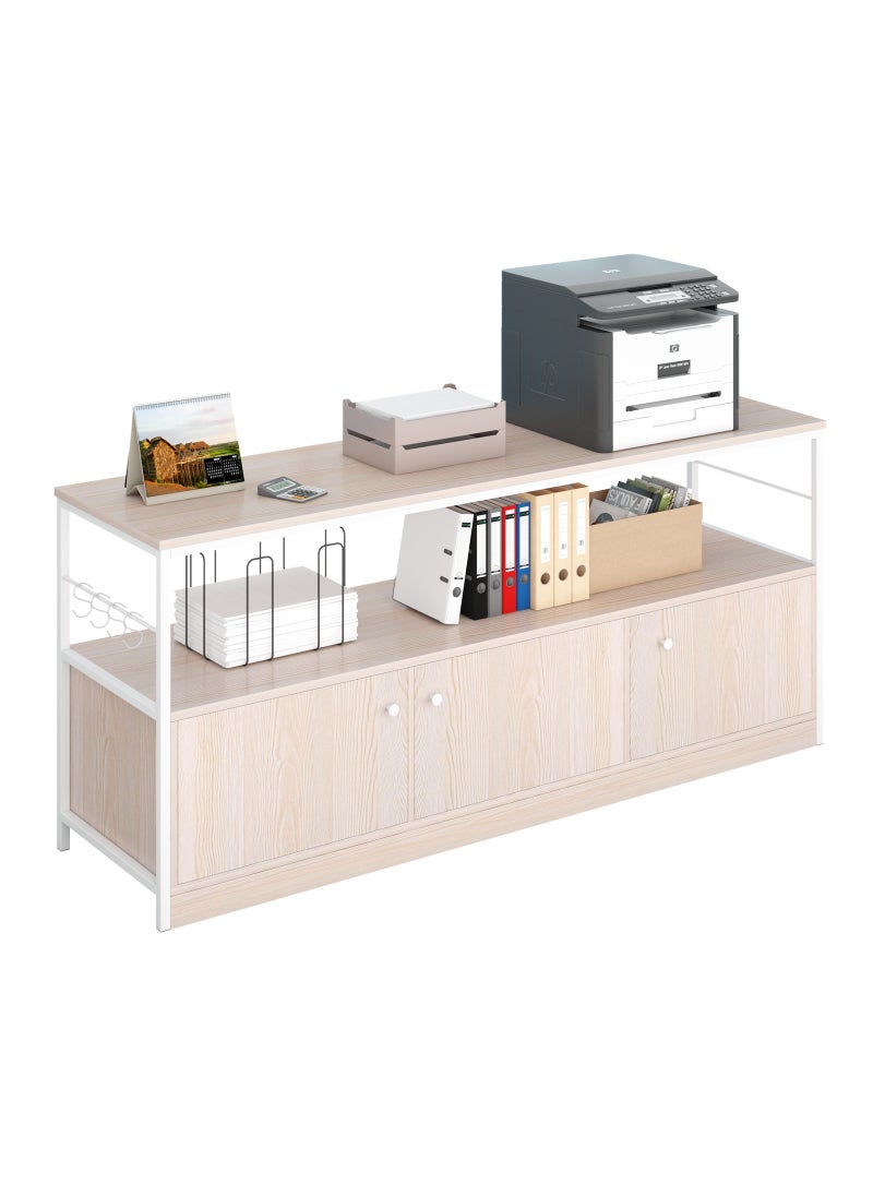 HXDream - Storage Cabinet,Office File Cabinet,2-Tier Storage Rack With Doors,Open Storage Shelves,For Home, Study, Office - Image 1