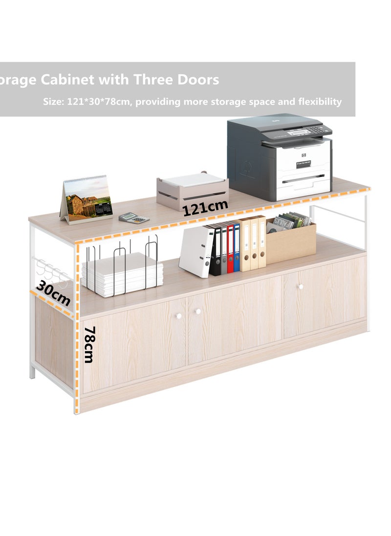 HXDream - Storage Cabinet,Office File Cabinet,2-Tier Storage Rack With Doors,Open Storage Shelves,For Home, Study, Office - Image 1