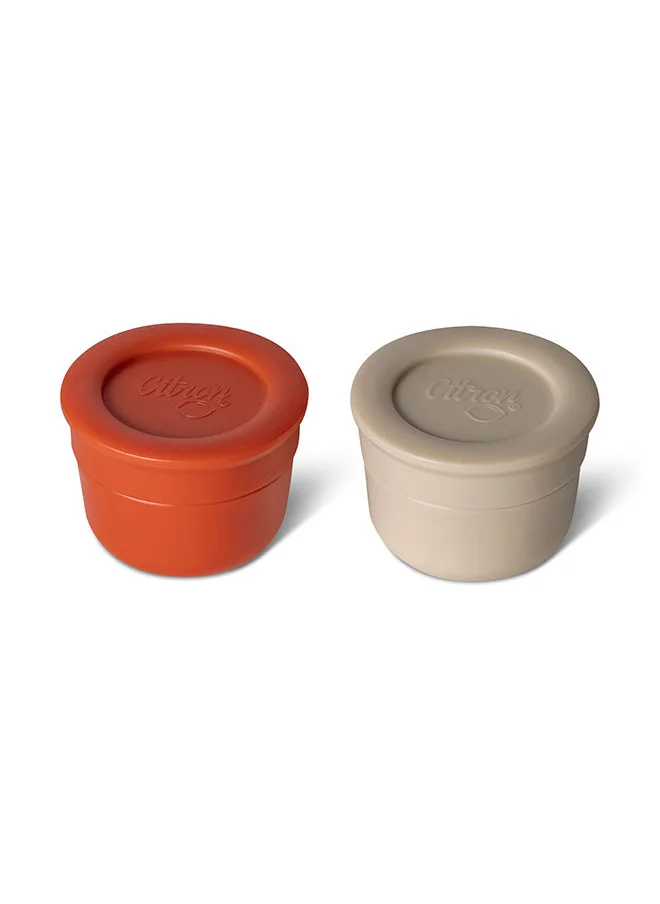 سترون Mini Sauce Container With Lids, Leakproof Dip And Salad Dressing Container, Reusable Sauce Container For Lunch Box - Brick And Beige
