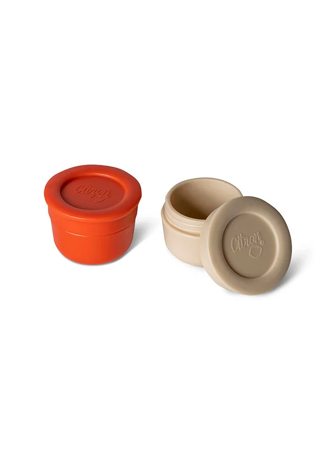 سترون Mini Sauce Container With Lids, Leakproof Dip And Salad Dressing Container, Reusable Sauce Container For Lunch Box - Brick And Beige