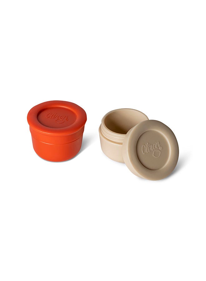 Mini Sauce Container With Lids, Leakproof Dip And Salad Dressing Container, Reusable Sauce Container For Lunch Box - Brick And Beige