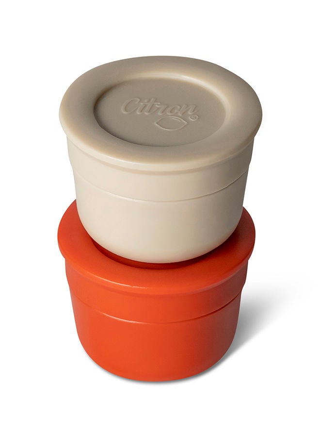 Mini Sauce Container With Lids, Leakproof Dip And Salad Dressing Container, Reusable Sauce Container For Lunch Box - Brick And Beige