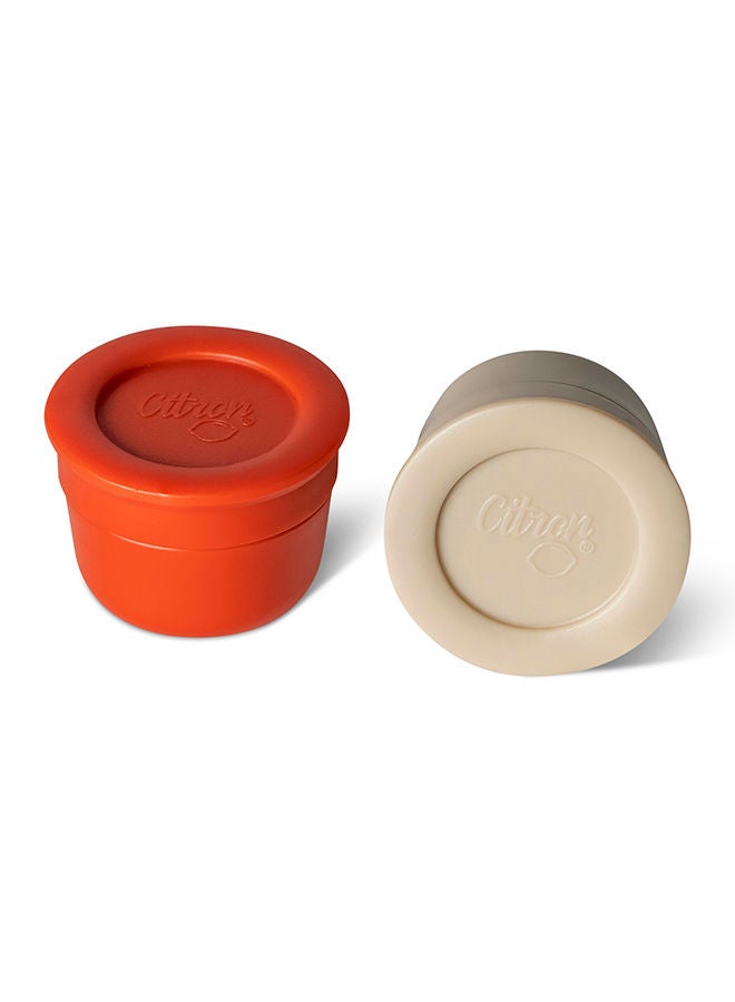 Mini Sauce Container With Lids, Leakproof Dip And Salad Dressing Container, Reusable Sauce Container For Lunch Box - Brick And Beige