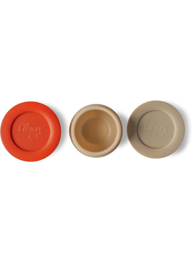 Mini Sauce Container With Lids, Leakproof Dip And Salad Dressing Container, Reusable Sauce Container For Lunch Box - Brick And Beige