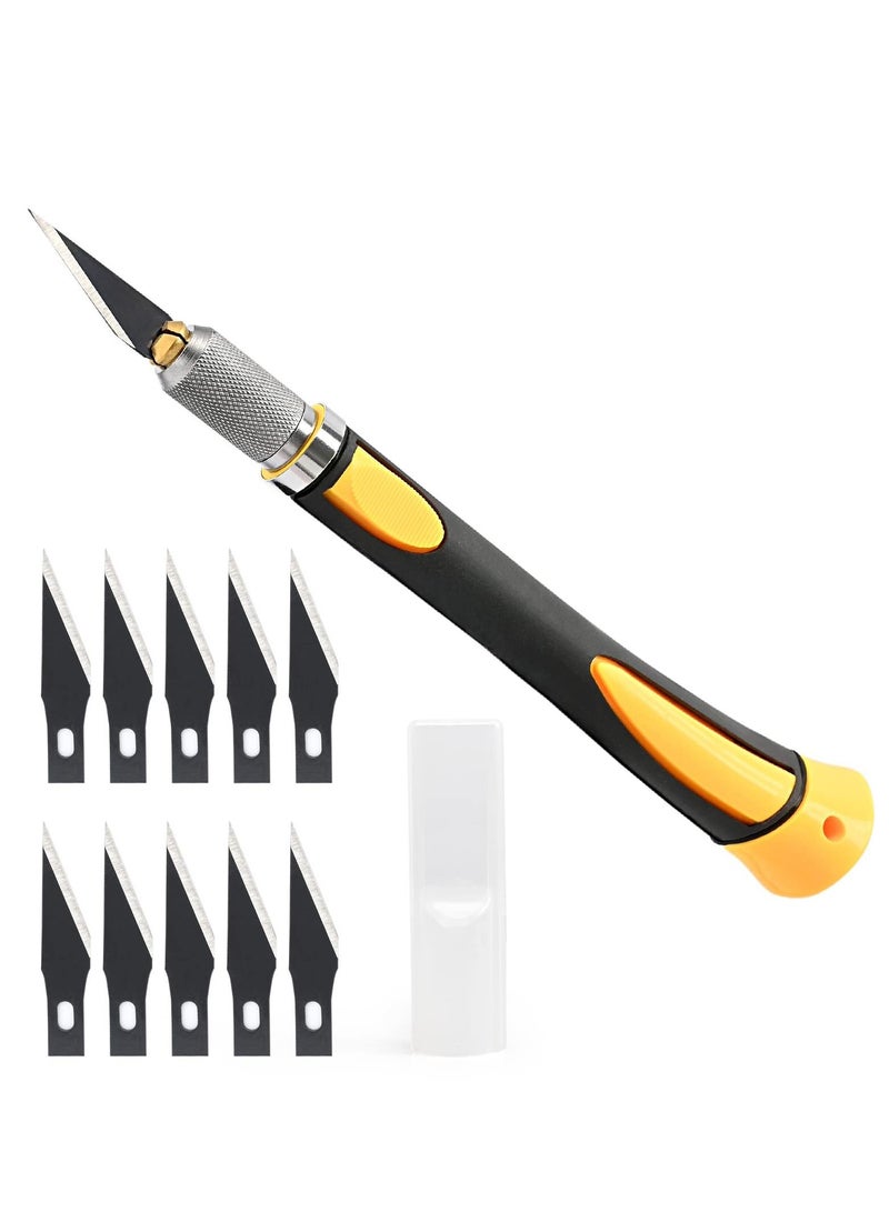Excefore Precision Hobby Knife Set Utility Exacto with 10 PCS Fine Point Razor Art Tool for Architecture Modeling, Pumpkin Cutting, Scrapbooking, Wood Working Stencil - Image 1