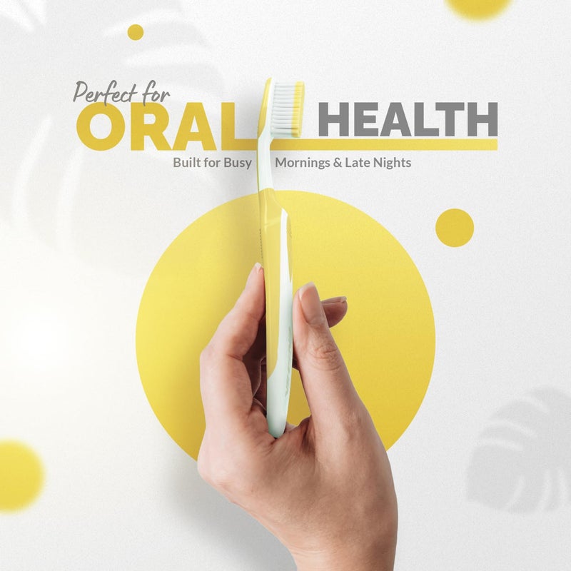 Enshine Advance Clean + Toothbrush Set | Ultra Soft Bristles, Compact Brush Head & Effective Tongue Cleaner | Complete Oral Care Manual Tooth Brush Set for Adults - Pack of 4 (Multicolor) - Image 2