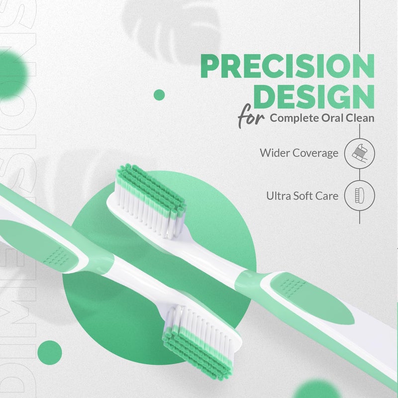 Enshine Advance Clean + Toothbrush Set | Ultra Soft Bristles, Compact Brush Head & Effective Tongue Cleaner | Complete Oral Care Manual Tooth Brush Set for Adults - Pack of 4 (Multicolor) - Image 3