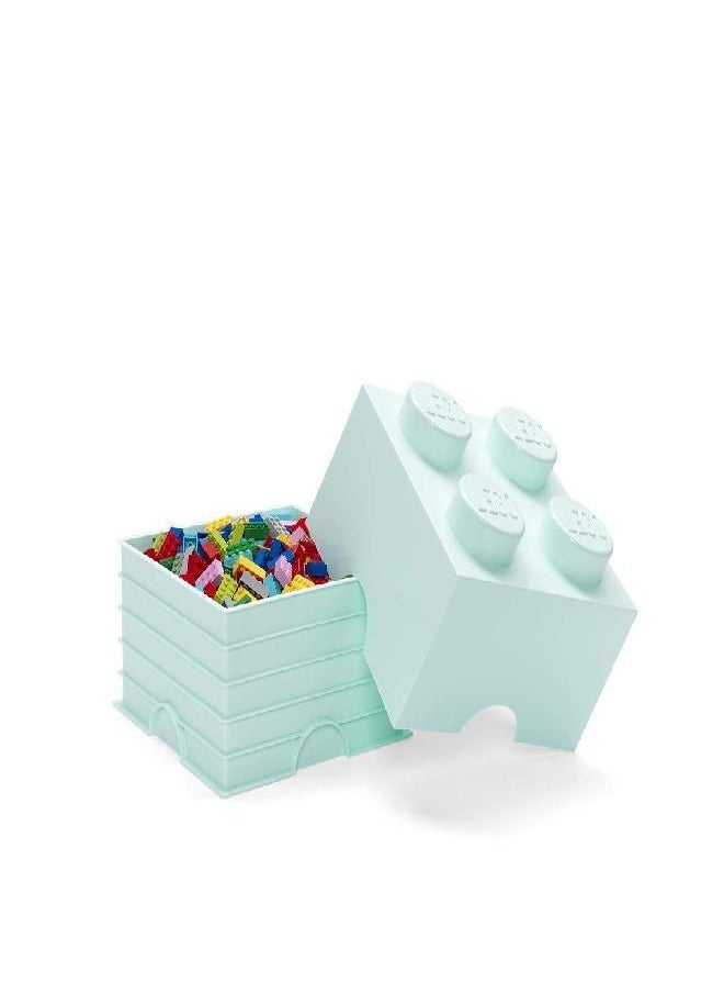 Room Copenhagen Room Copenhagen, LEGO Brick Box Stackable Storage Containers - Decorative Organizational Building Blocks for Kid’s Toys and Accessories - 9.84 x 9.84 x 7.09in - Brick 4, Aqua  - Image 2